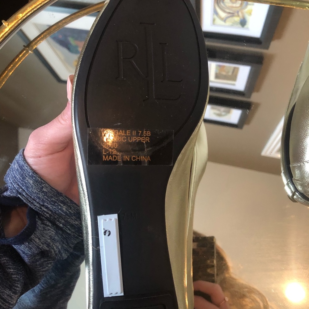 gold buckle Ralph Lauren flats